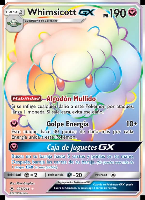 Whimsicott GX card in Spanish