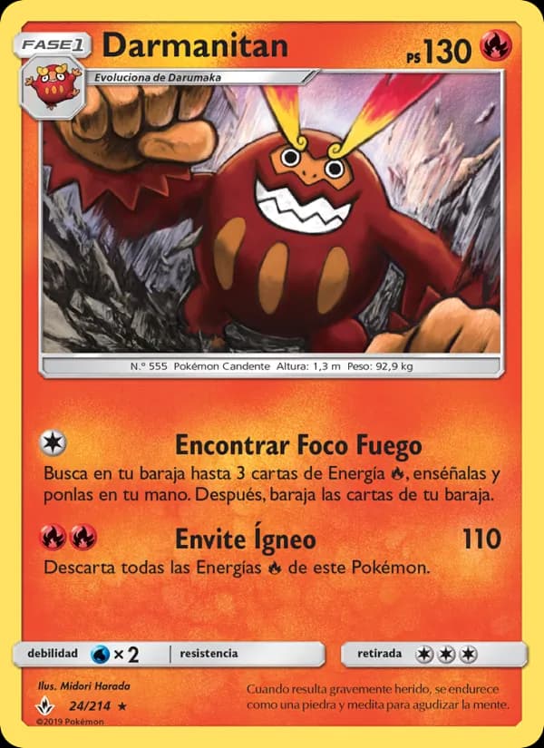 Darmanitan card in Spanish