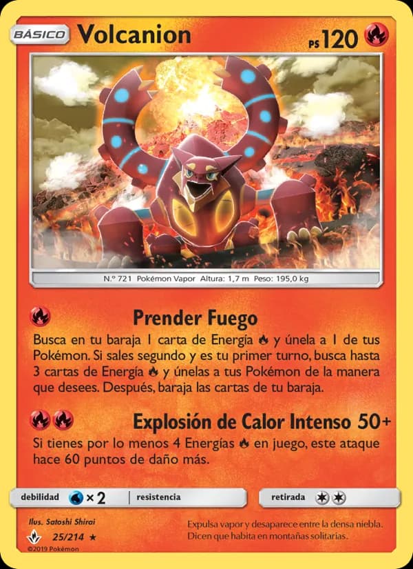 Volcanion card in Spanish