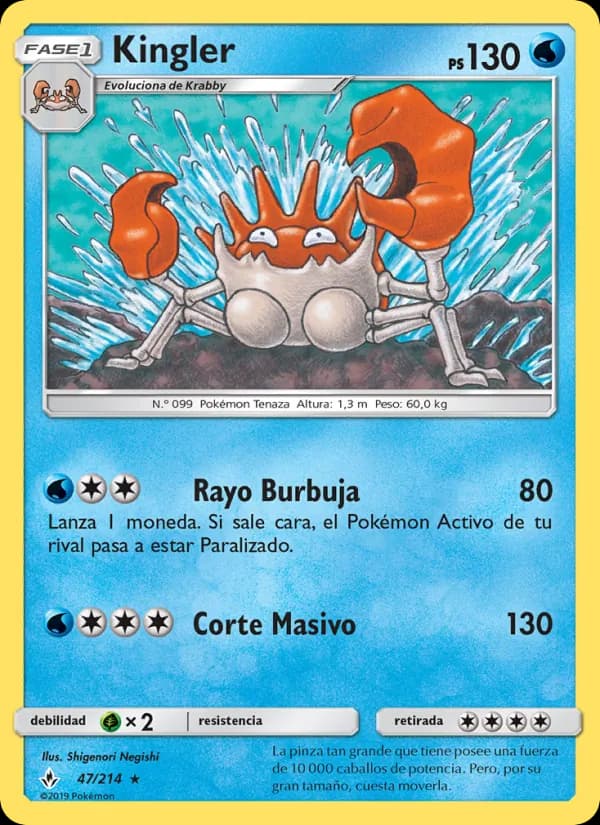 Kingler card in Spanish