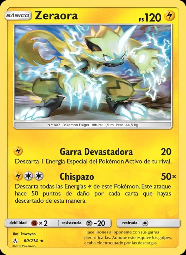 Zeraora card in Spanish