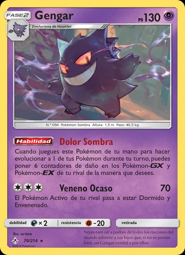 Gengar card in Spanish
