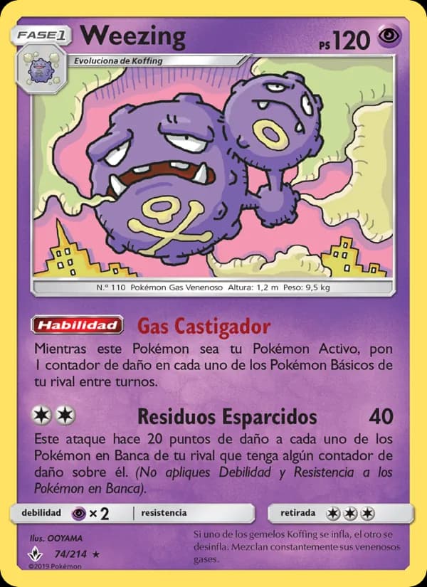 Weezing card in Spanish