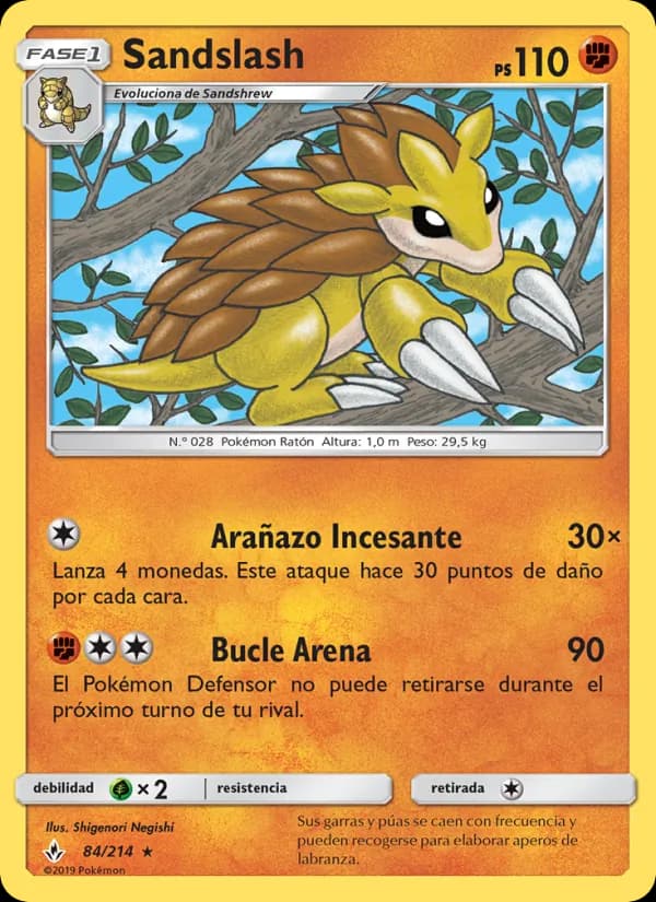 Sandslash card in Spanish