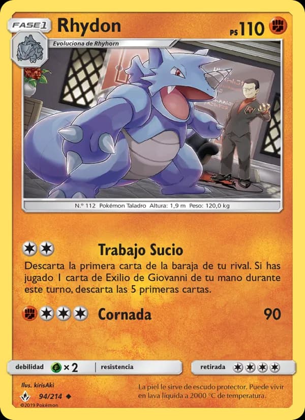 Rhydon card in Spanish