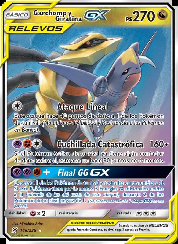 Garchomp y Giratina GX card in Spanish