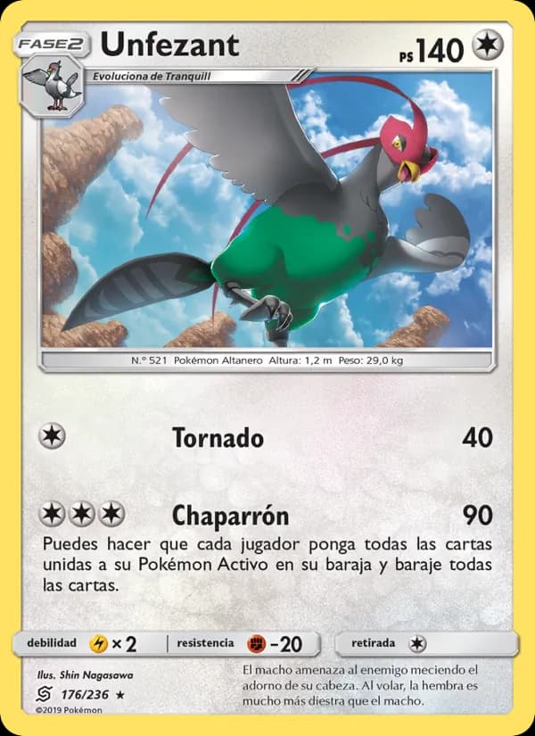 Unfezant card in Spanish