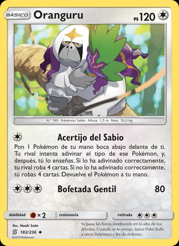 Oranguru card in Spanish