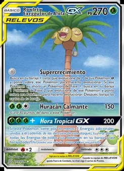 Rowlet y Exeggutor de Alola GX card in Spanish