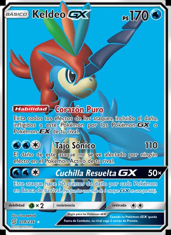 Keldeo GX card in Spanish