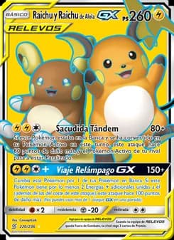 Raichu y Raichu de Alola GX card in Spanish
