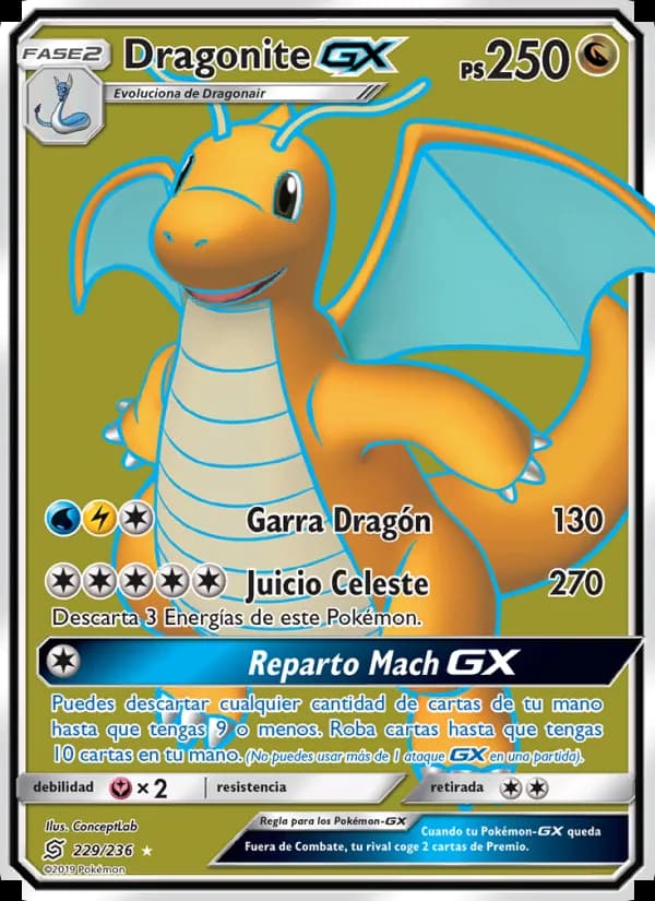 Dragonite GX card in Spanish