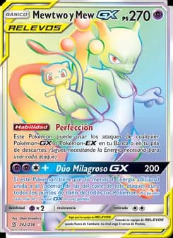 Mewtwo y Mew GX card in Spanish