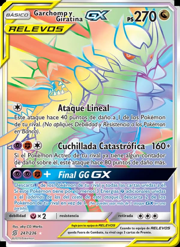 Garchomp y Giratina GX card in Spanish