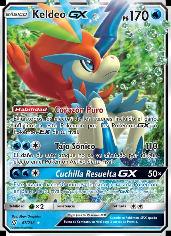 Keldeo GX card in Spanish