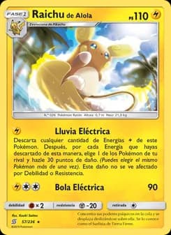 Raichu de Alola card in Spanish