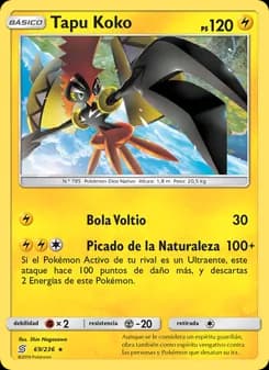 Tapu Koko card in Spanish