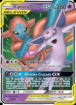Espeon y Deoxys GX card in Spanish