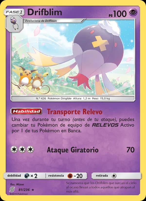 Drifblim card in Spanish