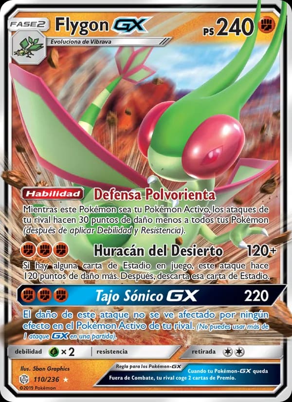Flygon GX card in Spanish