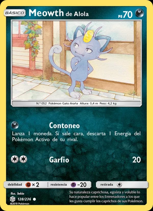Meowth de Alola card in Spanish