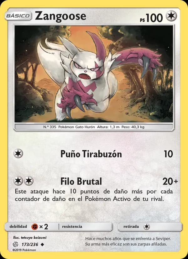 Zangoose card in Spanish