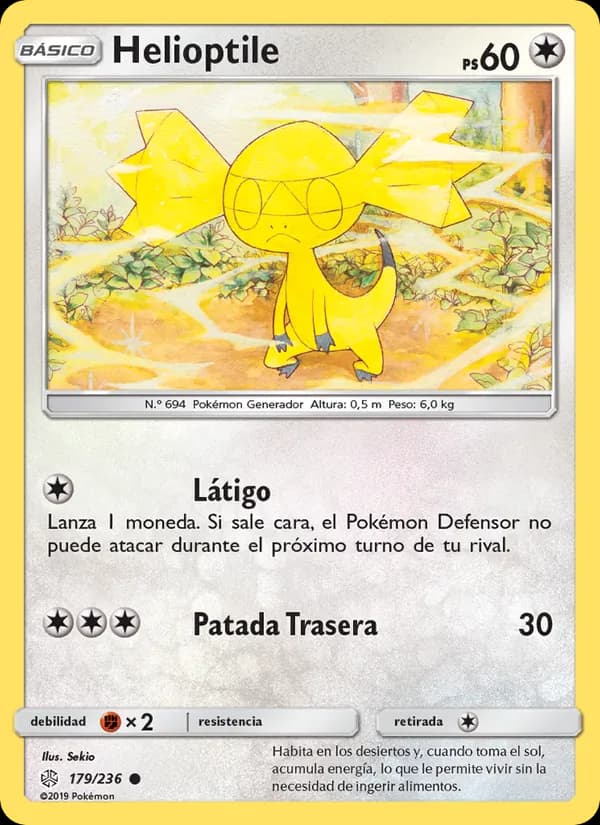 Helioptile card in Spanish