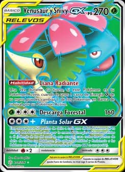 Venusaur y Snivy GX card in Spanish