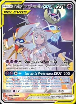 Solgaleo y Lunala GX card in Spanish