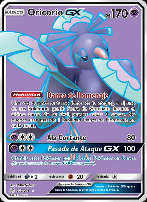 Oricorio GX card in Spanish