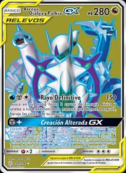 Arceus, Dialga y Palkia GX card in Spanish