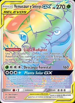 Venusaur y Snivy GX card in Spanish