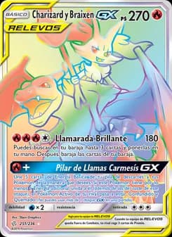 Charizard y Braixen GX card in Spanish