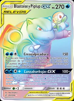 Blastoise y Piplup GX card in Spanish