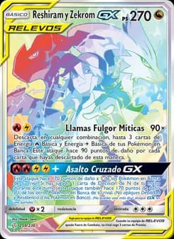 Reshiram y Zekrom GX card in Spanish
