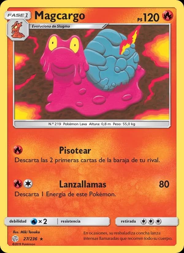 Magcargo card in Spanish
