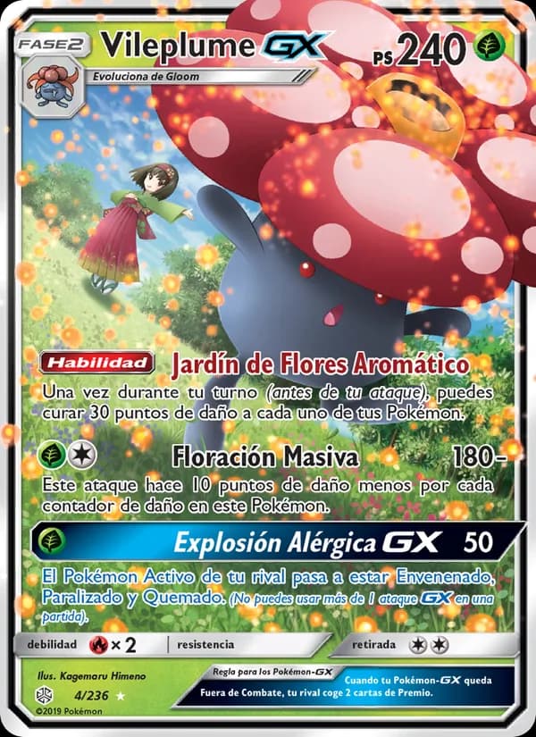 Vileplume GX card in Spanish