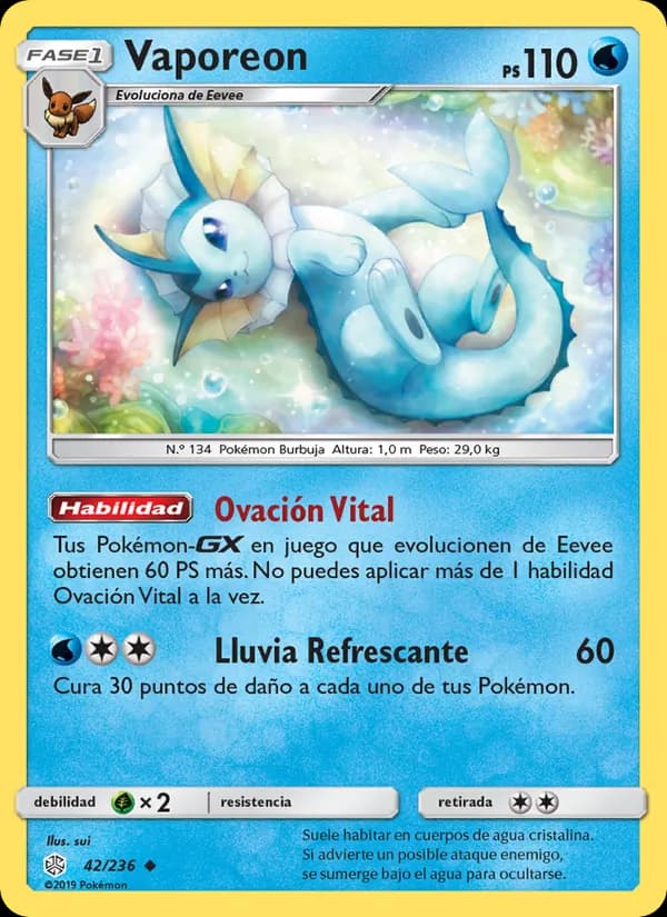 Vaporeon card in Spanish