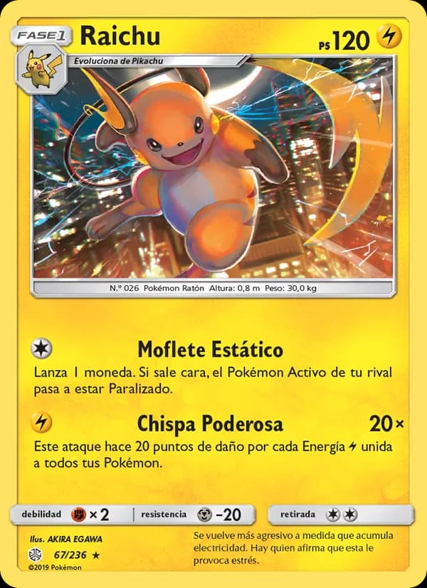 Raichu card in Spanish