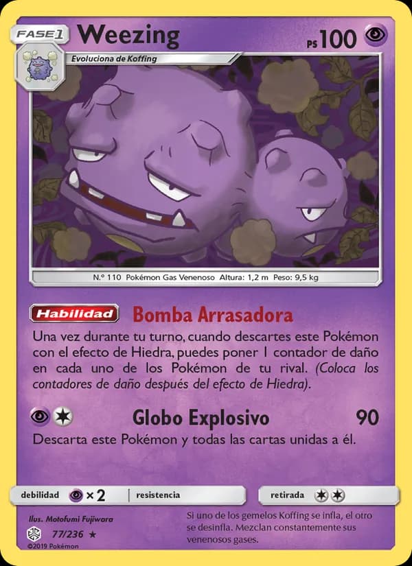 Weezing card in Spanish