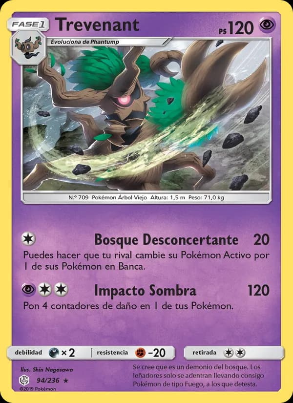 Trevenant card in Spanish