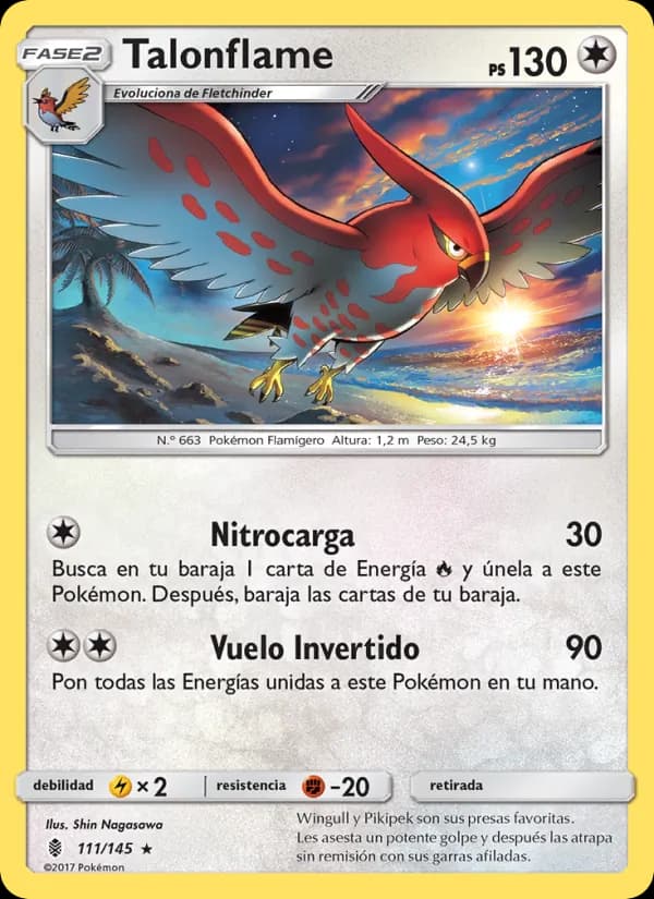 Talonflame card in Spanish