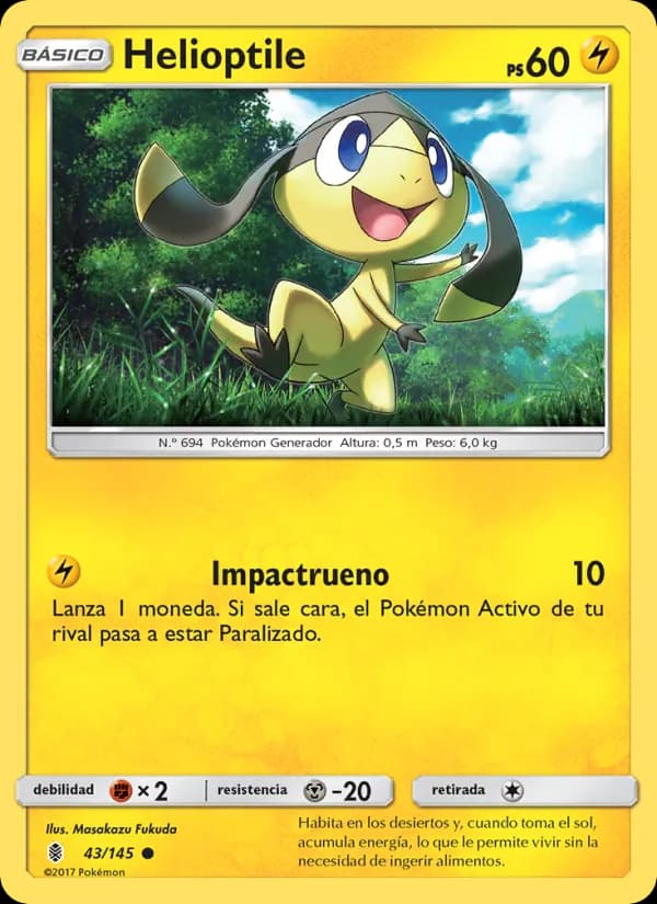 Helioptile card in Spanish