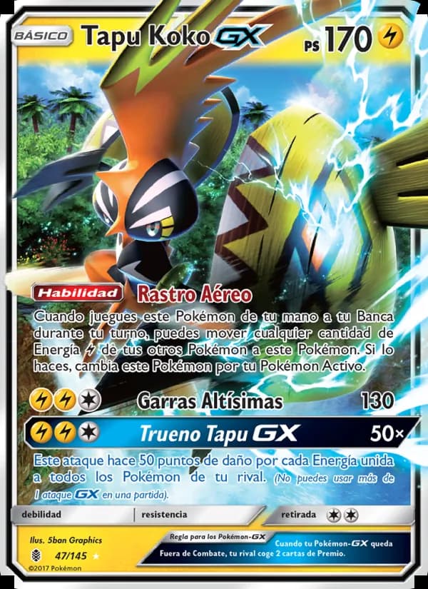 Tapu Koko GX card in Spanish