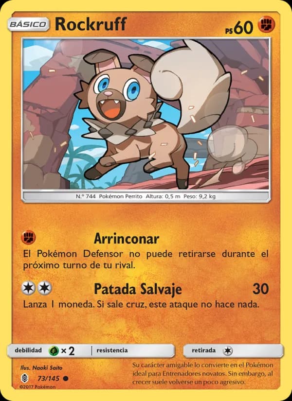 Rockruff card in Spanish