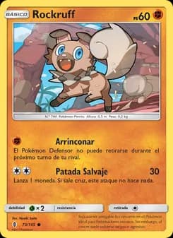Rockruff card in Spanish