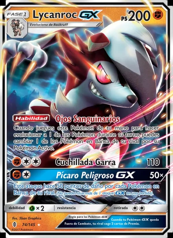 Lycanroc GX card in Spanish