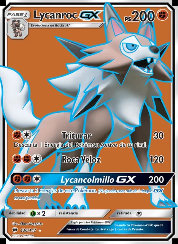 Lycanroc GX card in Spanish