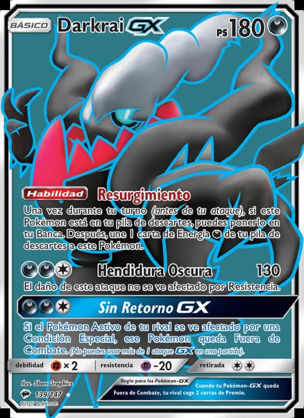 Darkrai GX card in Spanish