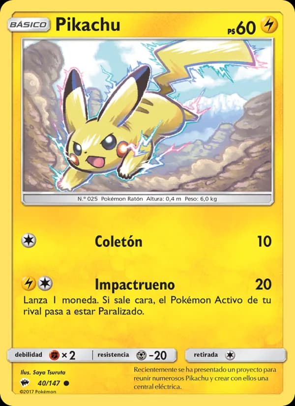 Pikachu card in Spanish